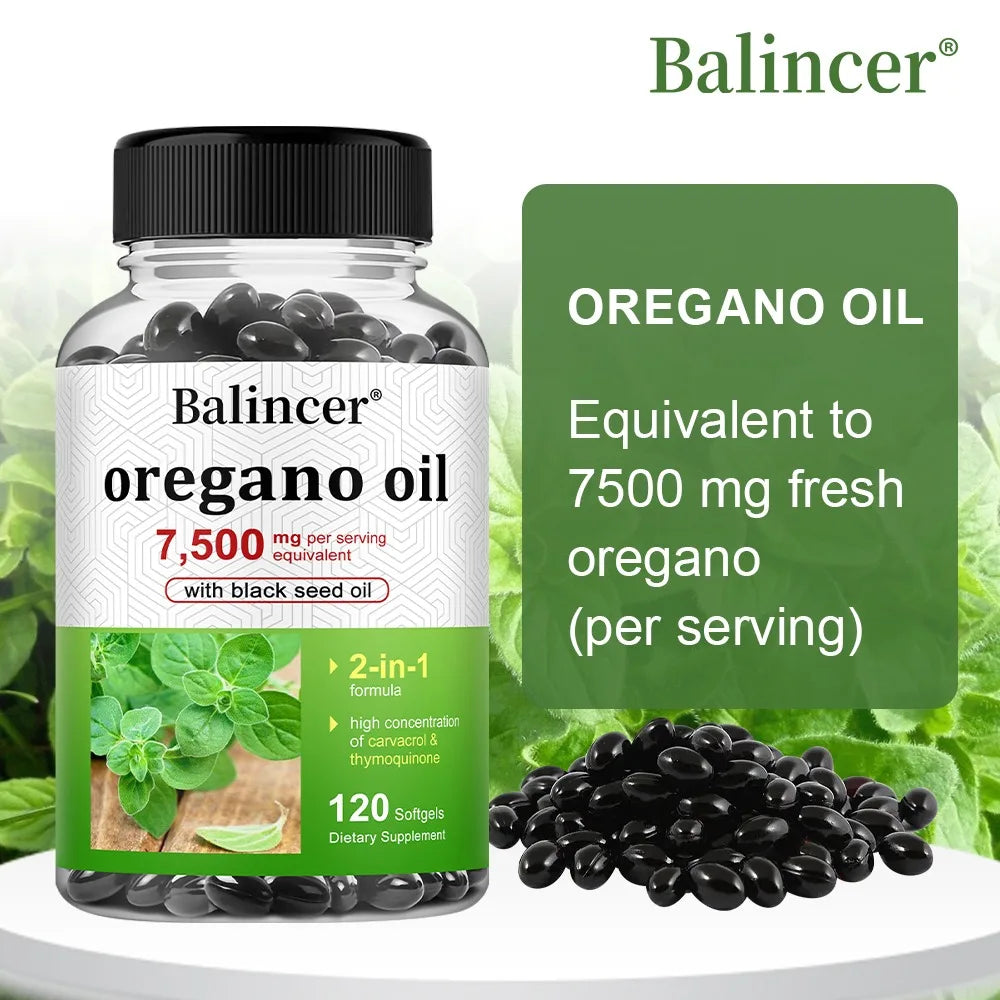 Oregano Oil 7,500mg + Black Seed Oil Capsules