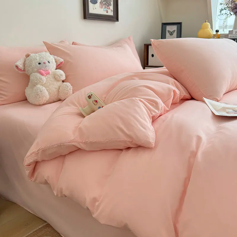 Dreamreal Washed Cotton Duvet Cover Set – 3-Piece Solid Bedding