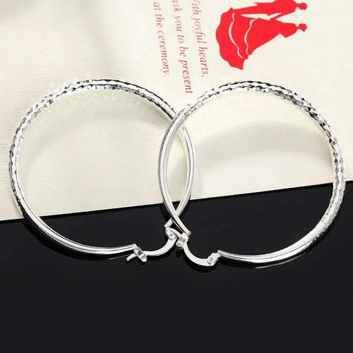 925 Sterling Silver 5cm Circle Hoop Earrings for Women – Elegant Wedding & Party Jewelry