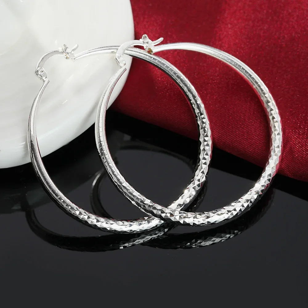 925 Sterling Silver 5cm Circle Hoop Earrings for Women – Elegant Wedding & Party Jewelry