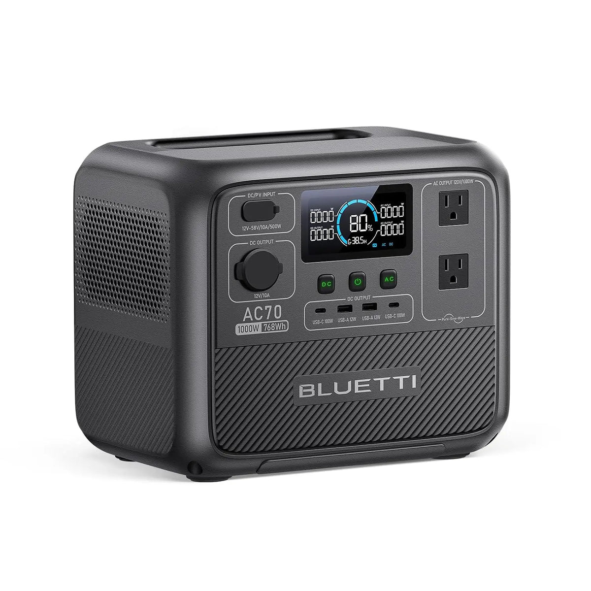 BLUETTI AC70 Portable Power Station – 768Wh Solar Generator