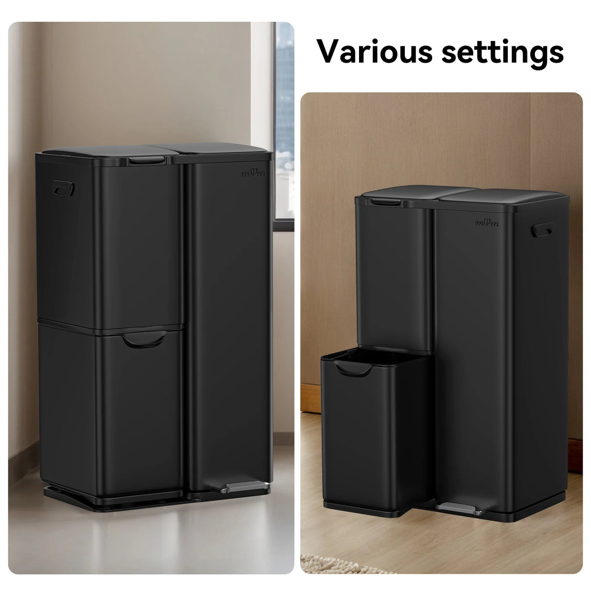 60L Three-Compartment Stainless Steel Recycling Bin