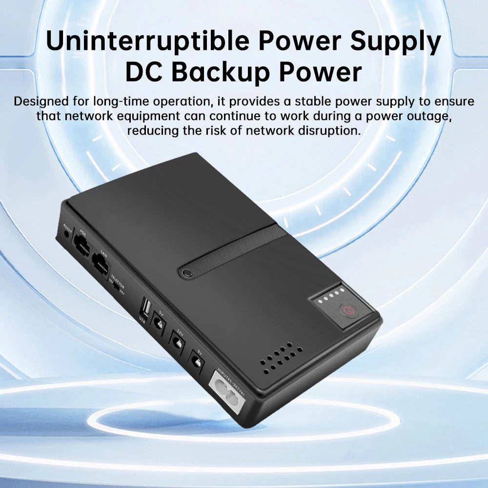 Mini UPS Backup Power Adapter — 18W / 36W, 5V/9V/12V for Routers & WiFi (No Battery)