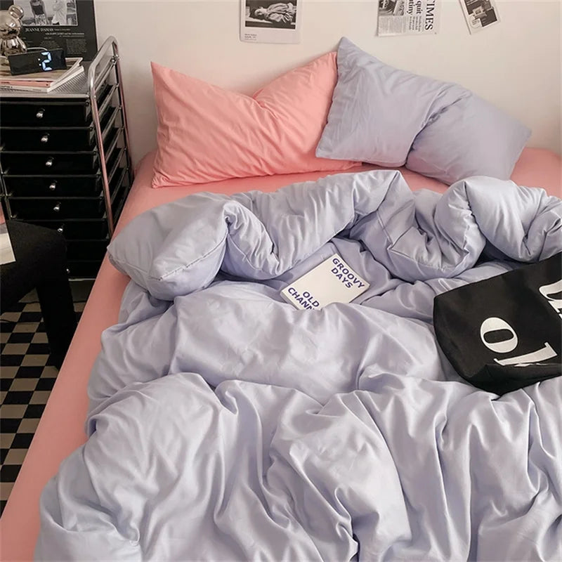 Dreamreal 100% Washed Cotton Bedding Set – 4-Piece Duvet Cover Set
