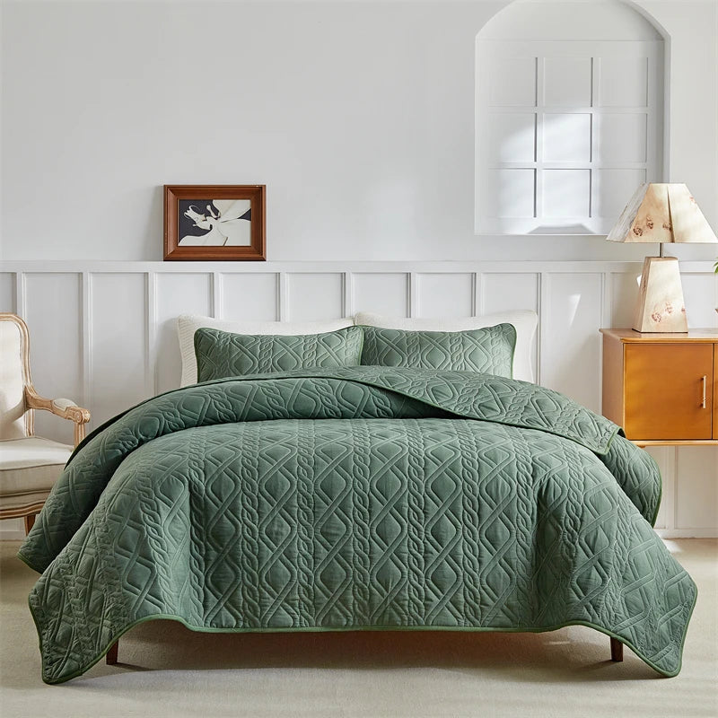 Quilted Bedspread Coverlet Set – 3-Piece All-Season Comforter with Pillow Shams