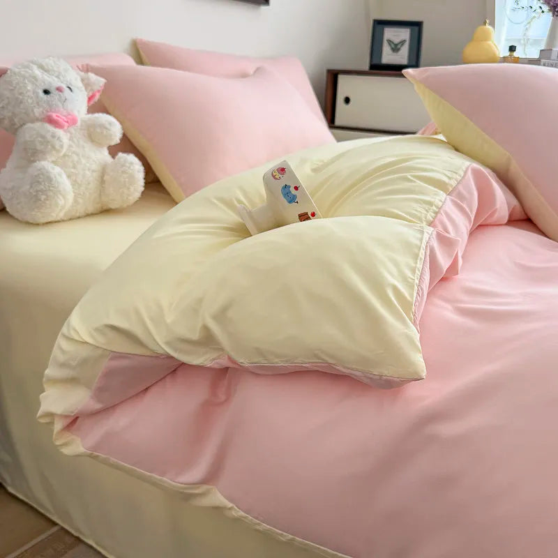 Dreamreal Washed Cotton Duvet Cover Set – 3-Piece Solid Bedding