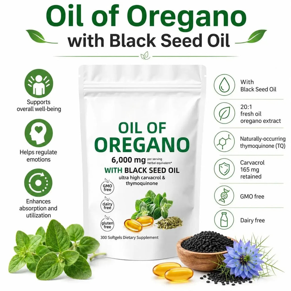 Oil of Oregano & Black Seed Oil Softgels, 300 Count