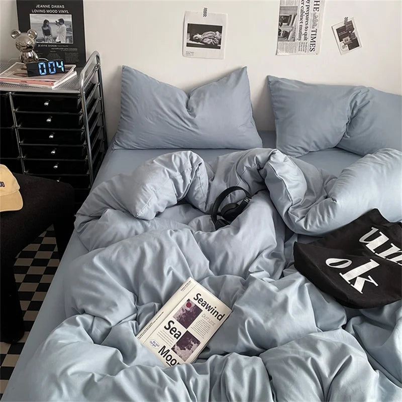 Dreamreal 100% Washed Cotton Bedding Set – 4-Piece Duvet Cover Set