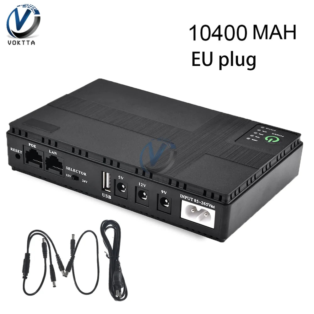 10400mAh Mini UPS Power Bank — 18W Backup for Routers, Cameras & Smart Devices