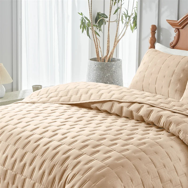 Quilted Bedspread Coverlet Set – 3-Piece All-Season Comforter with Pillow Shams