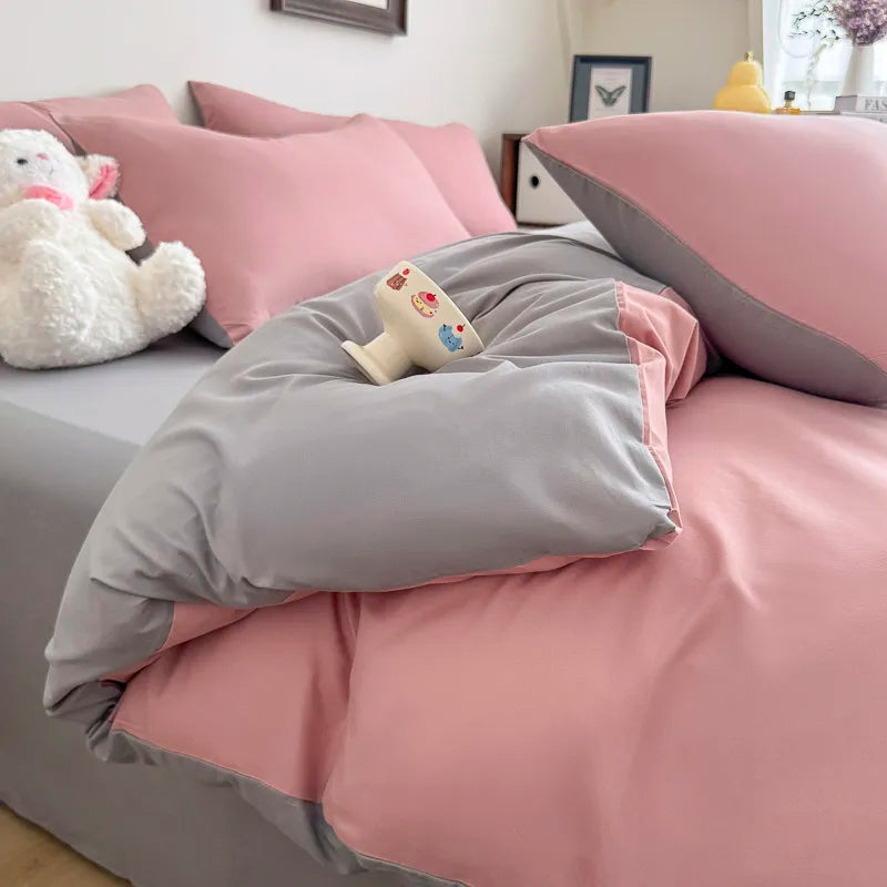 Dreamreal Washed Cotton Duvet Cover Set – 3-Piece Solid Bedding