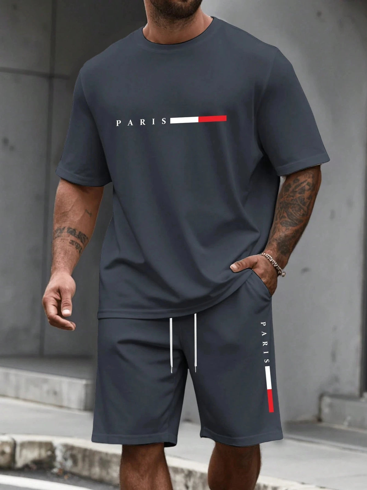 Men's 2-Piece Print Tracksuit Set — Short Sleeve Shirt & Shorts (S–6XL)