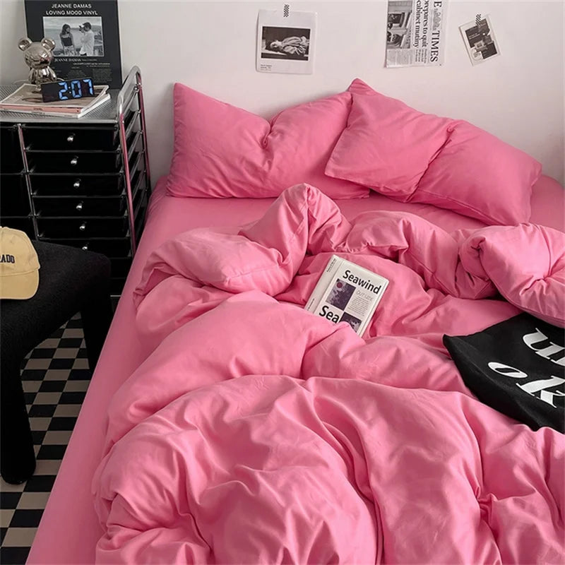Dreamreal 100% Washed Cotton Bedding Set – 4-Piece Duvet Cover Set