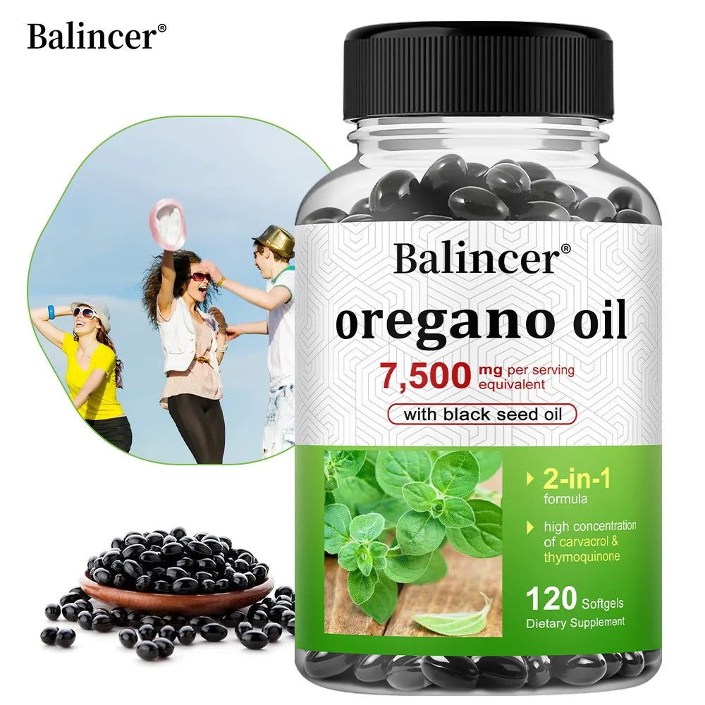 Oregano Oil 7,500mg + Black Seed Oil Capsules