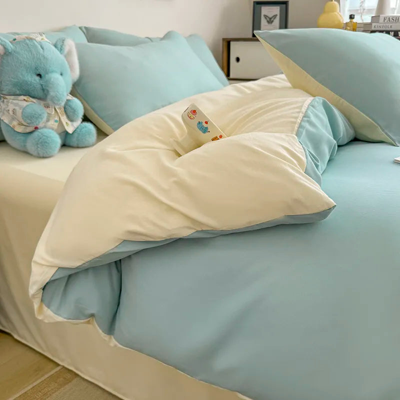 Dreamreal Washed Cotton Duvet Cover Set – 3-Piece Solid Bedding