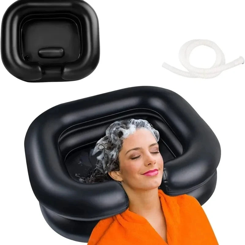 Inflatable Shampoo Basin with Drain Tube – Portable, Foldable