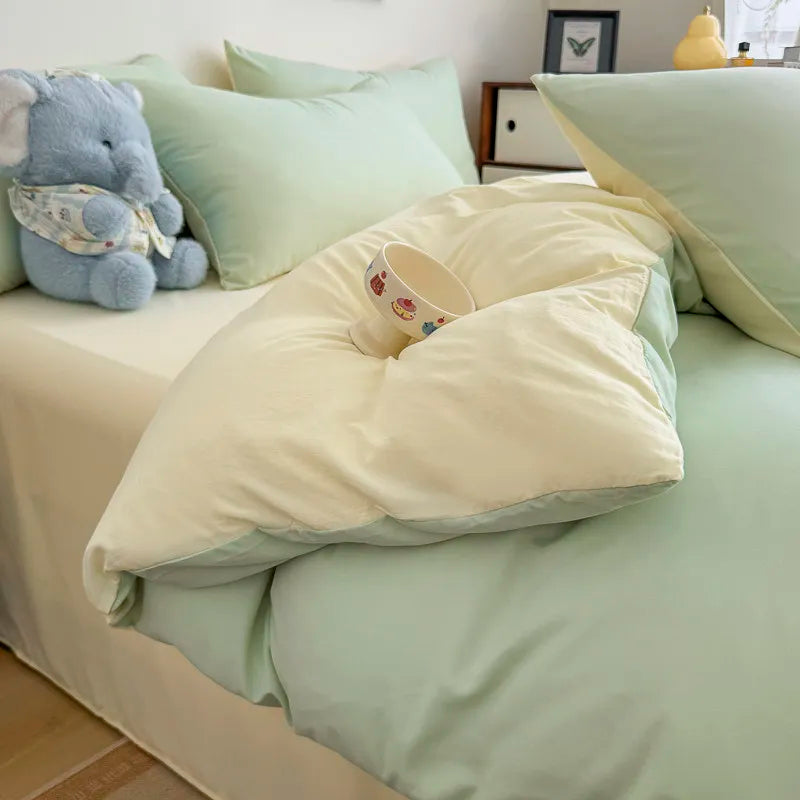 Dreamreal Washed Cotton Duvet Cover Set – 3-Piece Solid Bedding