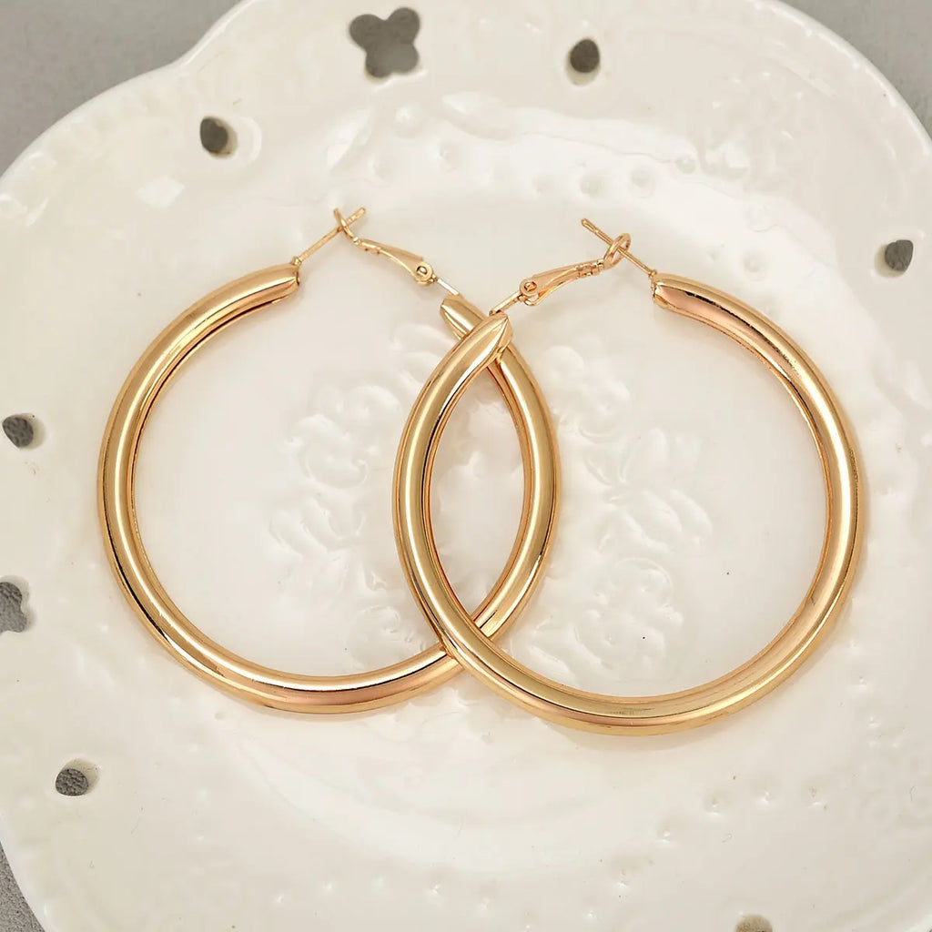 Smooth Circle Hoop Earrings – Gold & Silver, 15mm–70mm | Women's Fashion Jewelry