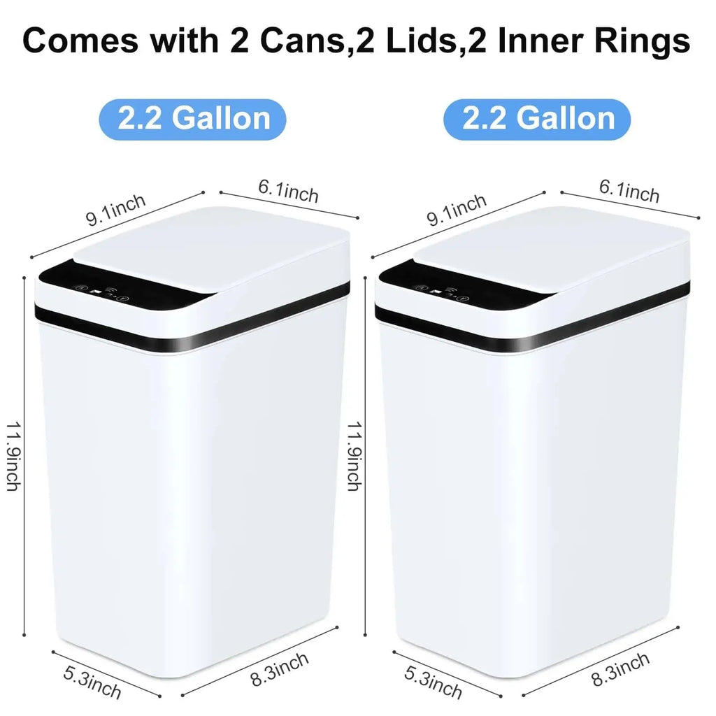 Smart Motion Sensor Trash Can 2-Pack – 8L, Touchless
