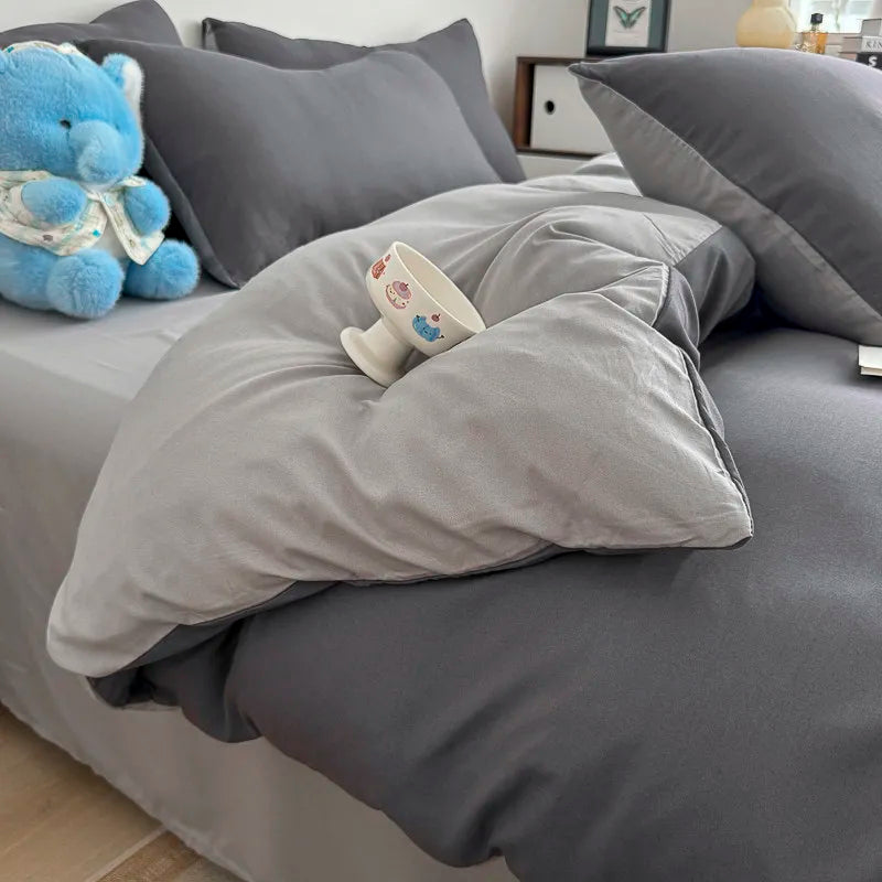 Dreamreal Washed Cotton Duvet Cover Set – 3-Piece Solid Bedding