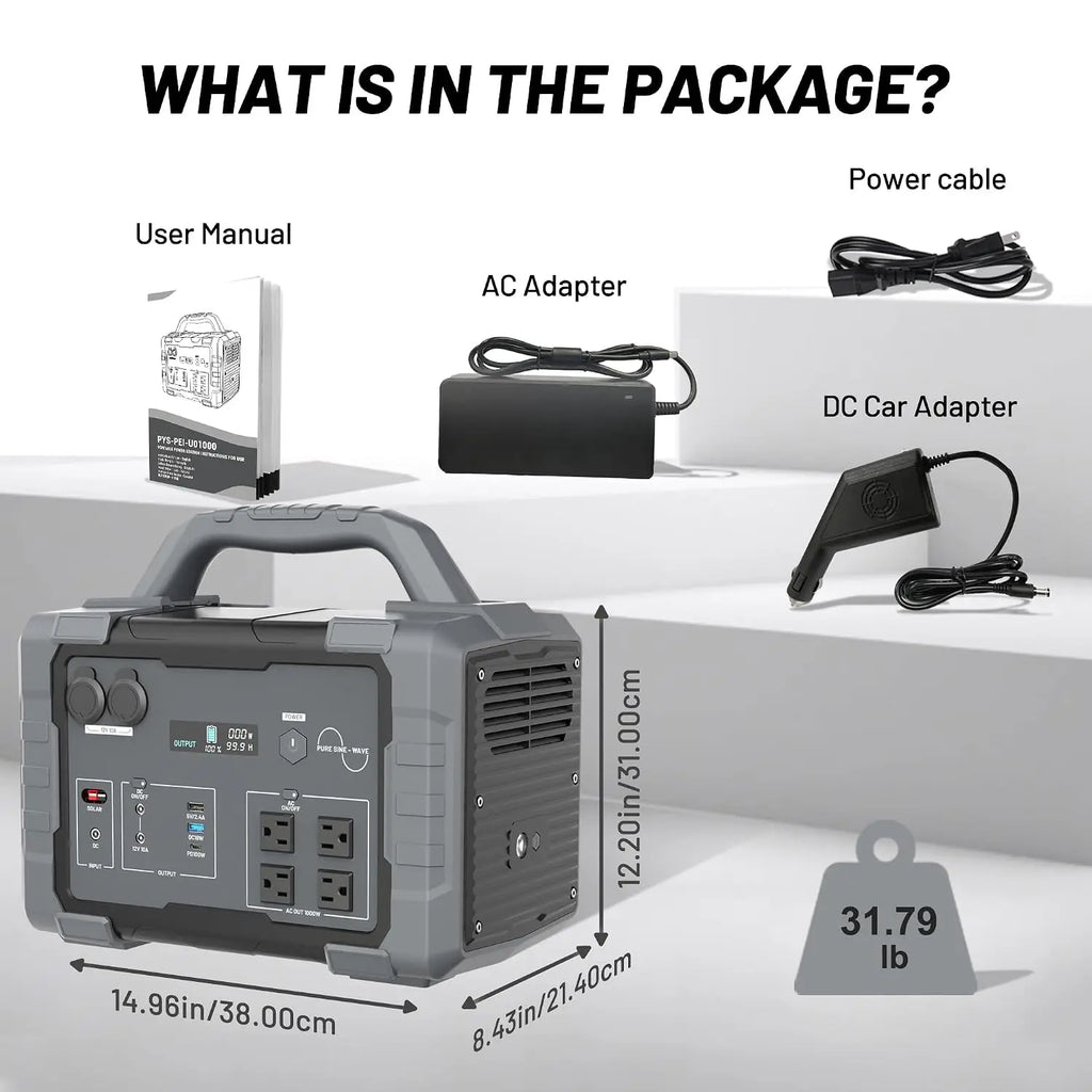 1000W Portable Power Station – 1024Wh LiFePO4 Solar Generator