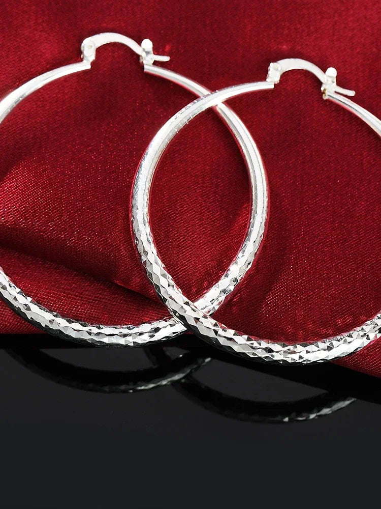 925 Sterling Silver 5cm Circle Hoop Earrings for Women – Elegant Wedding & Party Jewelry