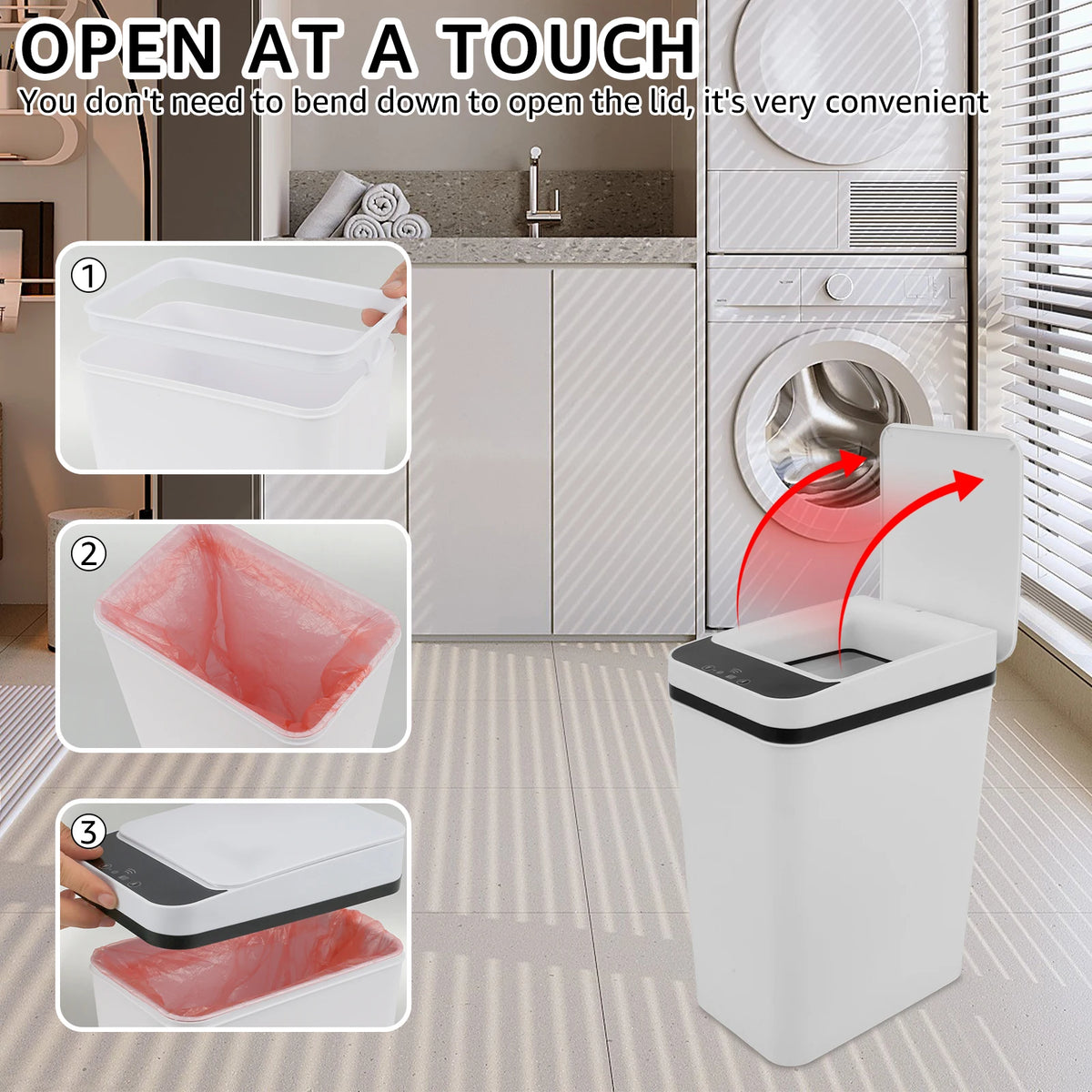 12L Automatic Infrared Sensor Trash Can – Touchless