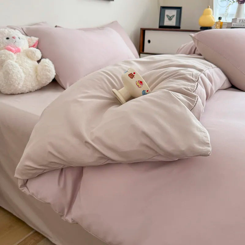 Dreamreal Washed Cotton Duvet Cover Set – 3-Piece Solid Bedding
