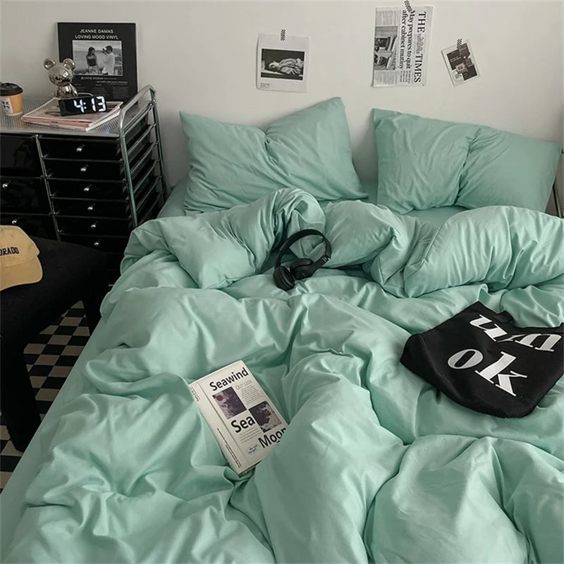 Dreamreal 100% Washed Cotton Bedding Set – 4-Piece Duvet Cover Set