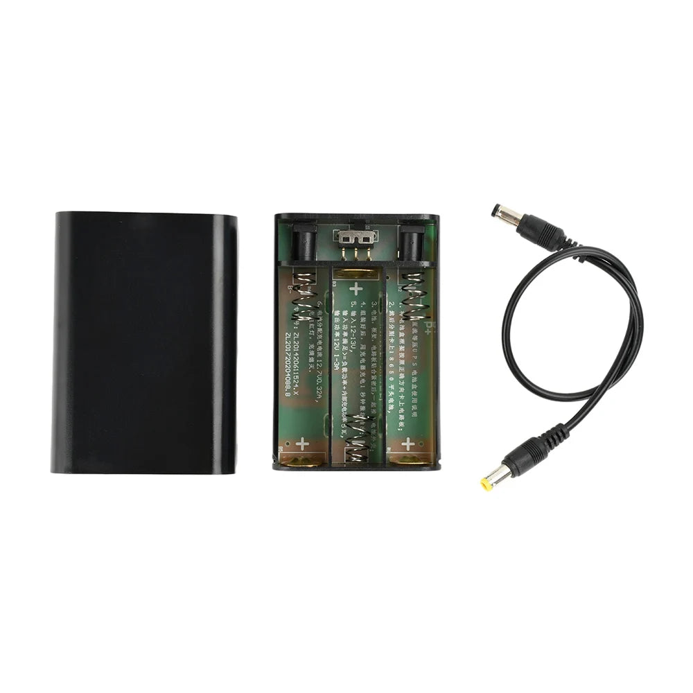 DC 12V DIY UPS Battery Box — 3×18650 Cells, 24W, True 0ms Switchover (No Battery)