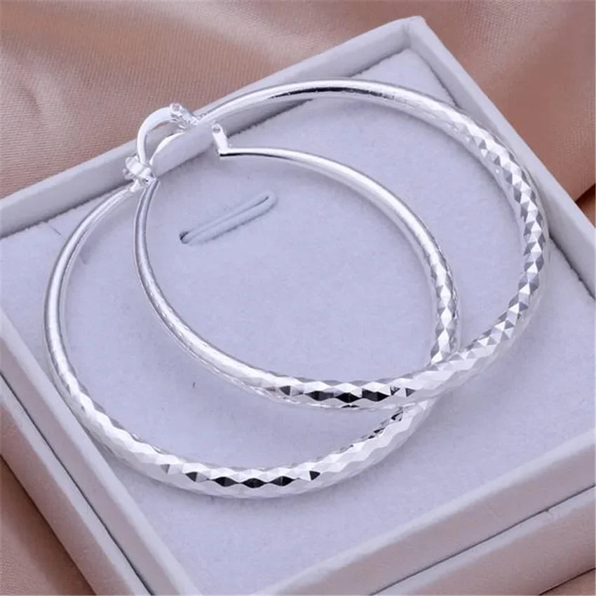 925 Sterling Silver 5cm Circle Hoop Earrings for Women – Elegant Wedding & Party Jewelry