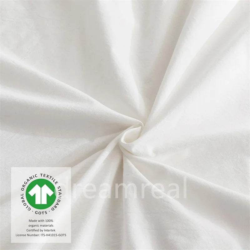Dreamreal 100% Washed Cotton Bedding Set – 4-Piece Duvet Cover Set