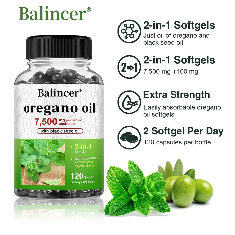 Oregano Oil 7,500mg + Black Seed Oil Capsules
