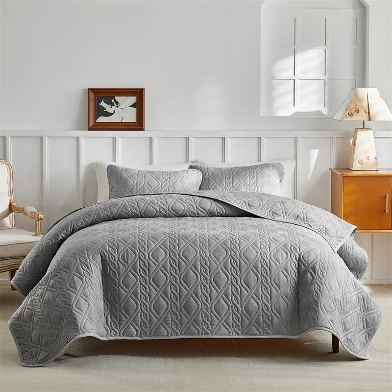 Quilted Bedspread Coverlet Set – 3-Piece All-Season Comforter with Pillow Shams