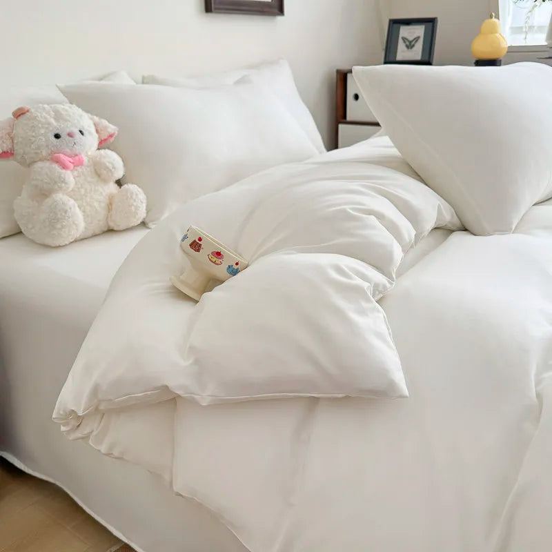 Dreamreal Washed Cotton Duvet Cover Set – 3-Piece Solid Bedding