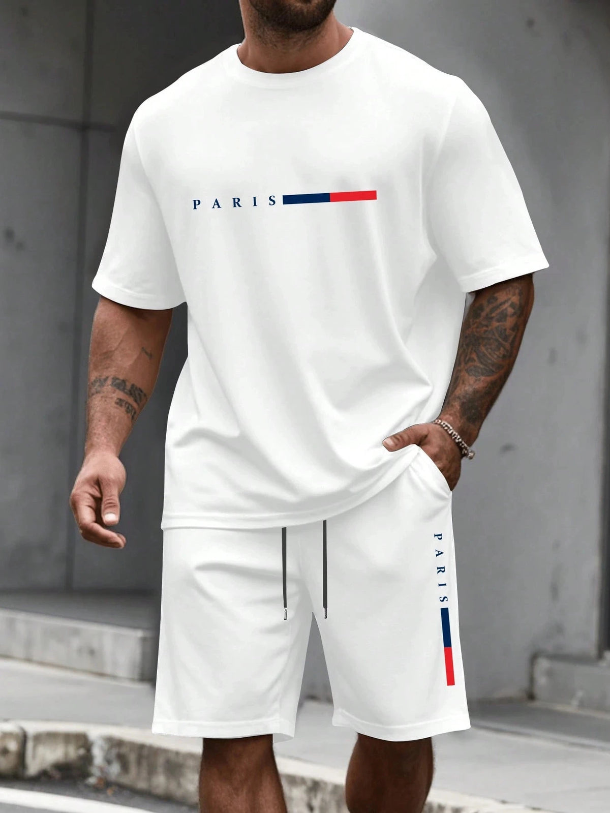 Men's 2-Piece Print Tracksuit Set — Short Sleeve Shirt & Shorts (S–6XL)