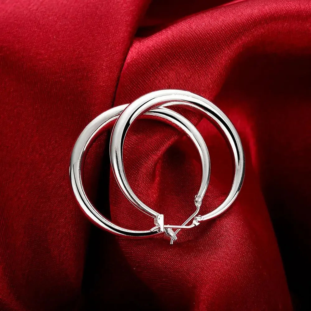 URMYLADY 925 Sterling Silver Big Hoop Earrings – 33mm Circle Hoops for Women