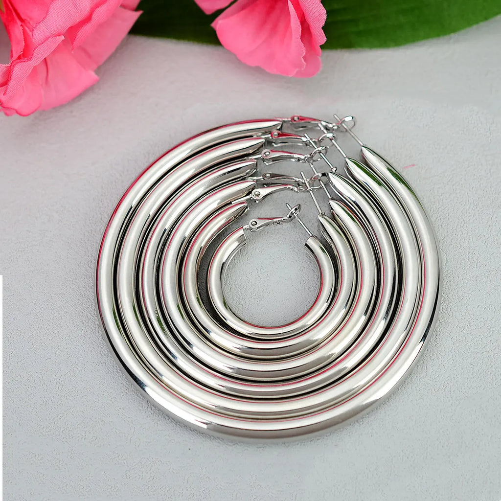 Smooth Circle Hoop Earrings – Gold & Silver, 15mm–70mm | Women's Fashion Jewelry