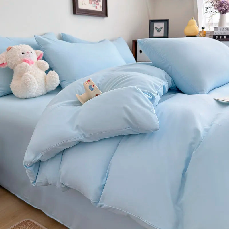 Dreamreal Washed Cotton Duvet Cover Set – 3-Piece Solid Bedding