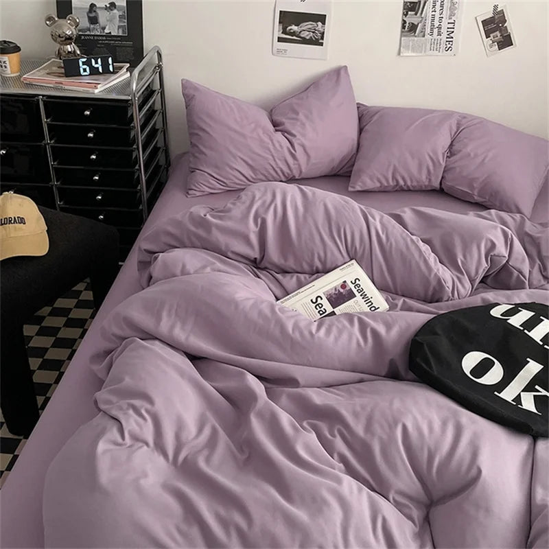 Dreamreal 100% Washed Cotton Bedding Set – 4-Piece Duvet Cover Set