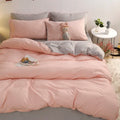 100% Washed Cotton 4-Piece Bedding Set – Soft Duvet Cover with Flat Sheet