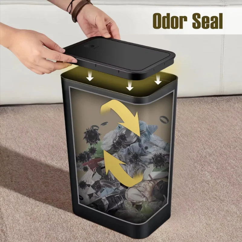 10L Slim Press-Lid Trash Can – Odor-Sealing, Lightweight