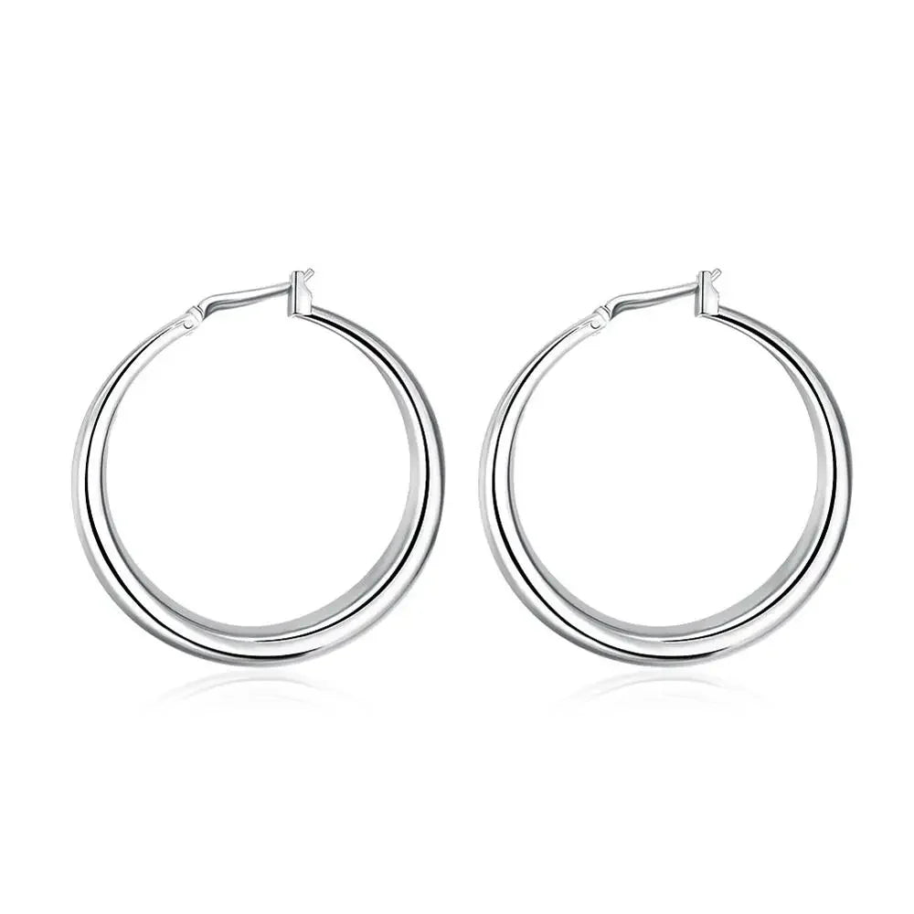 URMYLADY 925 Sterling Silver Big Hoop Earrings – 33mm Circle Hoops for Women