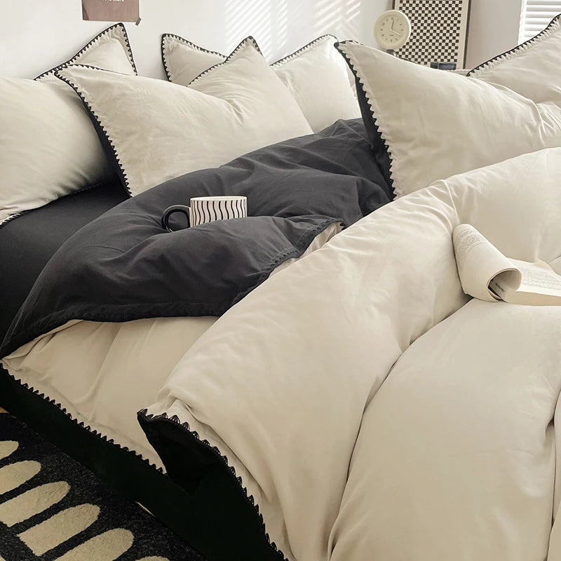 Dreamreal Washed Cotton Bedding Set – 4-Piece Flat or Fitted Sheet Set