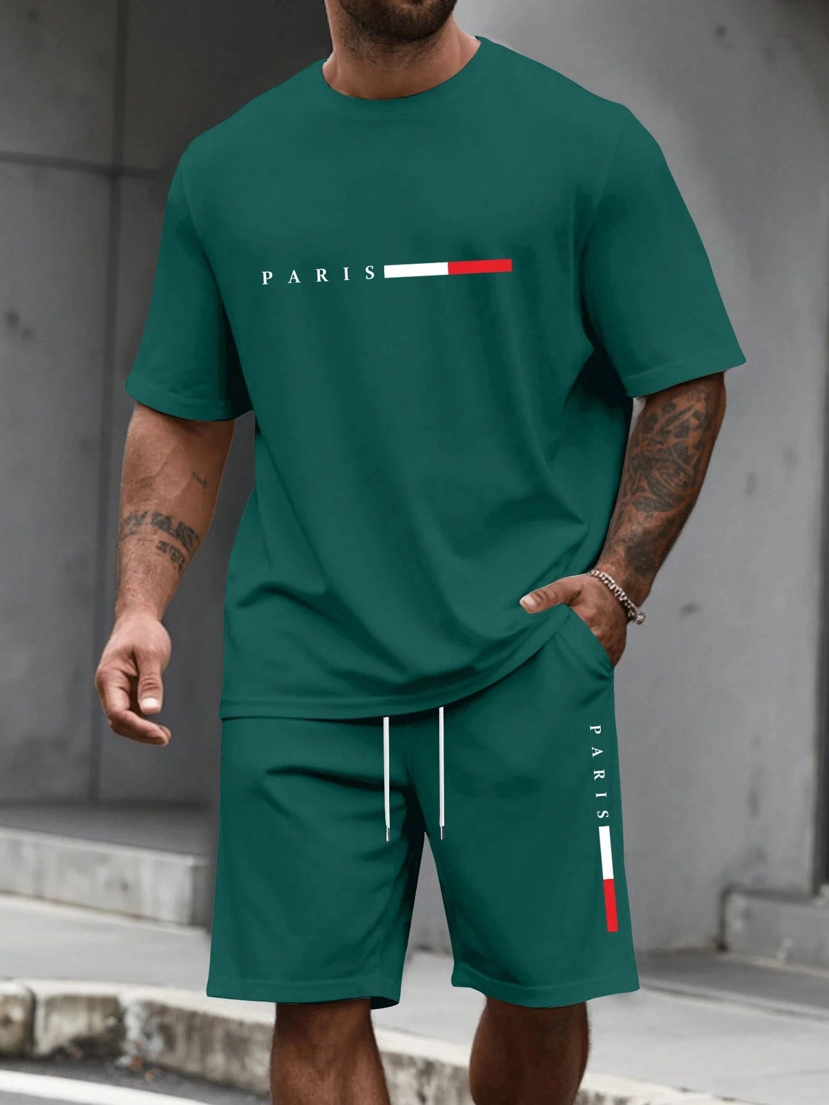 Men's 2-Piece Print Tracksuit Set — Short Sleeve Shirt & Shorts (S–6XL)