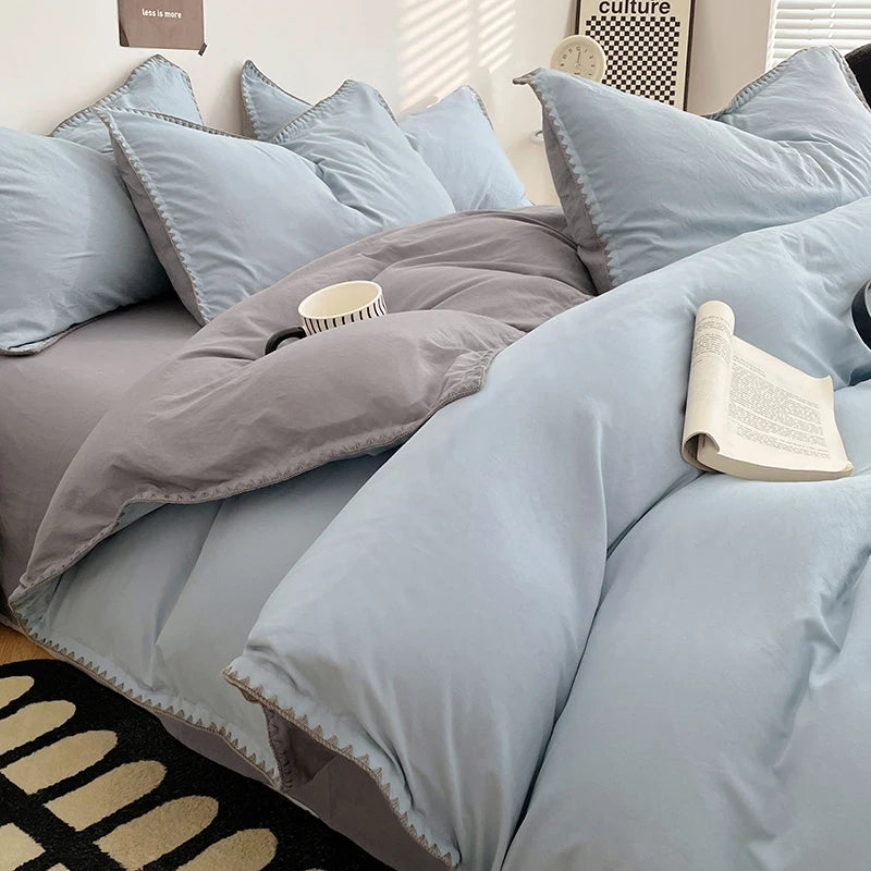Dreamreal Washed Cotton Bedding Set – 4-Piece Flat or Fitted Sheet Set