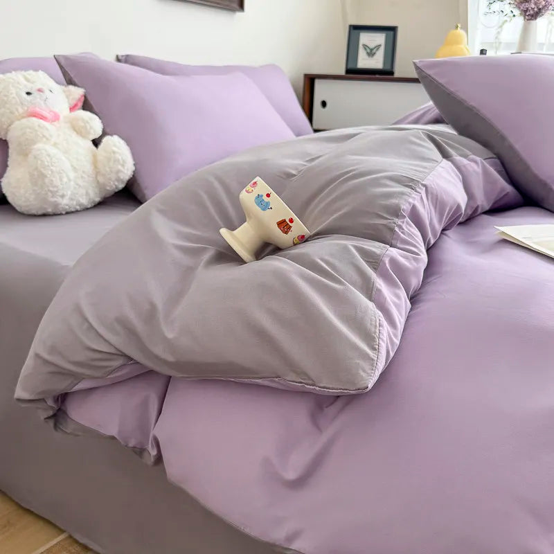 Dreamreal Washed Cotton Duvet Cover Set – 3-Piece Solid Bedding