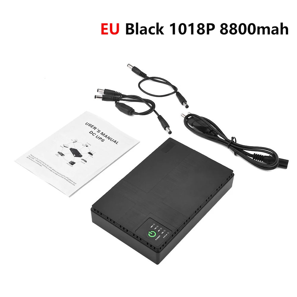 Portable UPS Power Bank — 8800mAh / 10400mAh with DC 12V/9V/5V Output for Routers & Security Systems