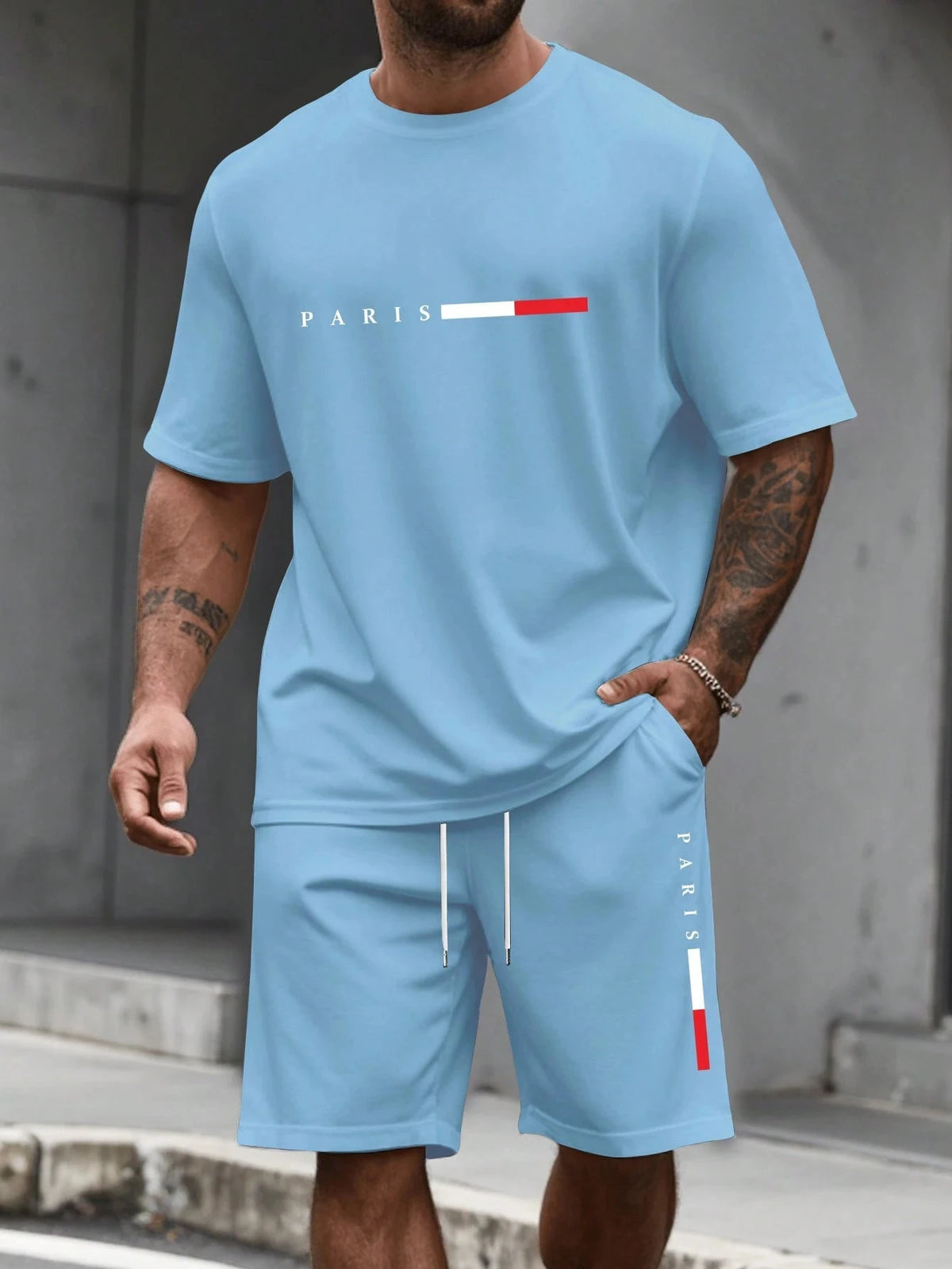 Men's 2-Piece Print Tracksuit Set — Short Sleeve Shirt & Shorts (S–6XL)