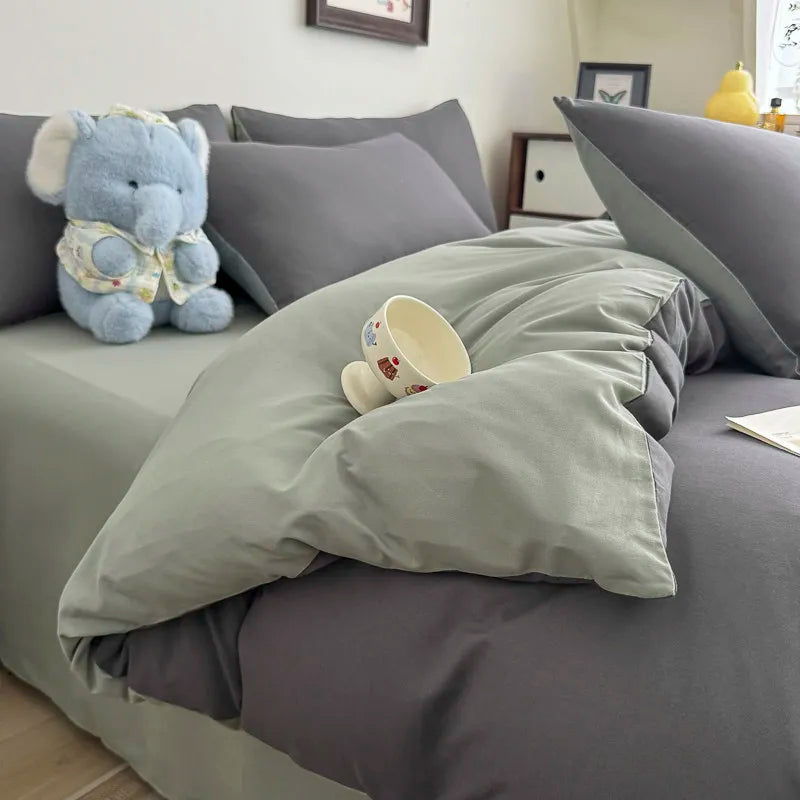 Dreamreal Washed Cotton Duvet Cover Set – 3-Piece Solid Bedding
